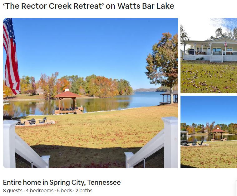 We recommend this lodging for Watts Bar and Chickamauga!